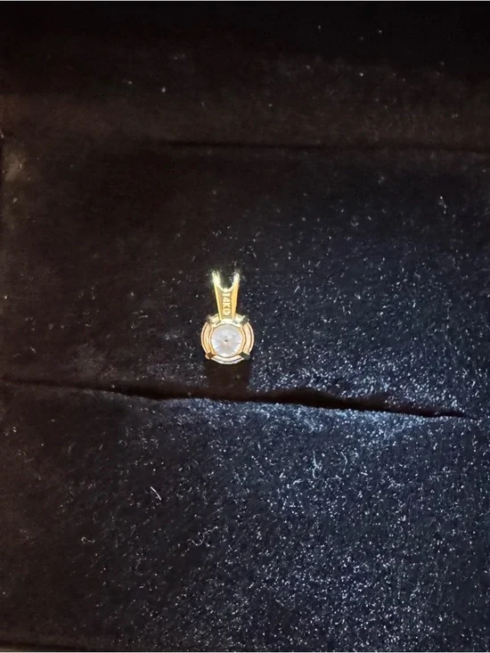 14K Gold Solitaire Moissanite Pendant - Picture 4 of 4
